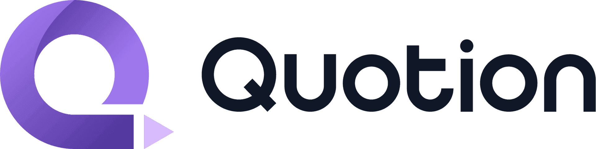 The image showcases the 'Quotion' logo, a modern design featuring a stylized 'Q' in shades of purple and a sleek, dark blue wordmark. The logo's clean lines and minimalist aesthetic create a sense of professionalism and innovation. The overall mood is one of sophistication and forward-thinking, perfect for a tech or business-related brand.